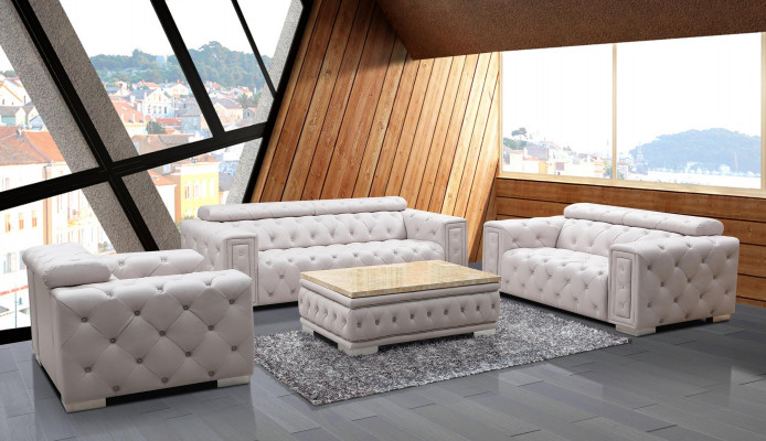 Bankstel Garnituur Bekleding Leder Design Chesterfield Zithoek 3+2 Zits Nieuw