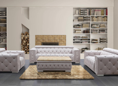 Bankstel Garnituur Bekleding Leder Design Chesterfield Zithoek 3+2 Zits Nieuw