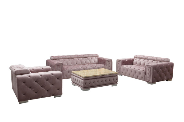 Bankstel Garnituur Bekleding Design Chesterfield Zithoek 3+3 9914 Fluweel Set