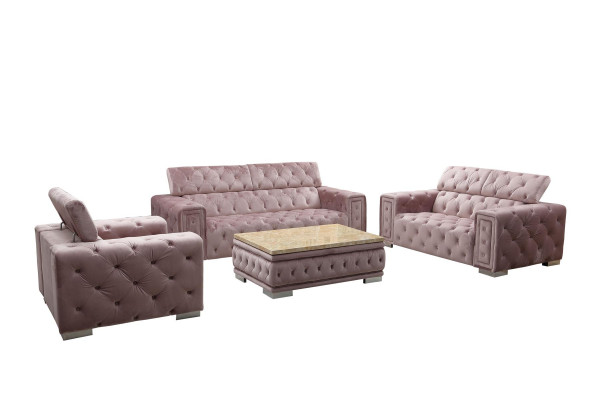Bankstel Garnituur Bekleding Design Chesterfield Zithoek 3+3 9914 Fluweel Set