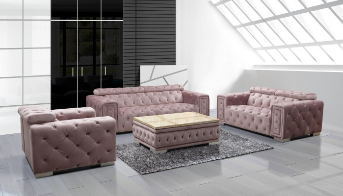 Bankstel Garnituur Bekleding Design Chesterfield Zithoek 3+3 9914 Fluweel Set