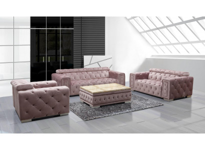 Bankstel Garnituur Bekleding Design Chesterfield Zithoek 3+3 9914 Fluweel Set