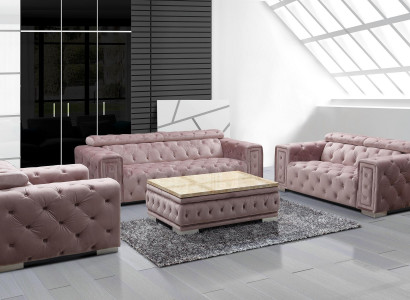 Bankstel Garnituur Bekleding Design Chesterfield Zithoek 3+3 9914 Fluweel Set