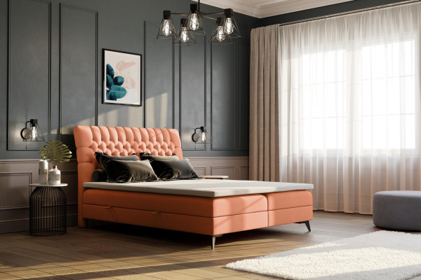 Chesterfield boxspring bed dubbele designbedden beklede kast functie hotel