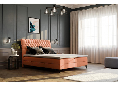 Chesterfield boxspring bed dubbele designbedden beklede kast functie hotel