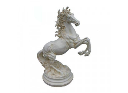 Beeldhouwwerk zware paarden abstract koper kleurige Pegasus paard beelden decoratie 64 cm.