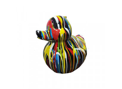 Abstracte decoratieve figuur beeldhouwwerk 60 cm figuren beelden eend bont beschilderd 60cm