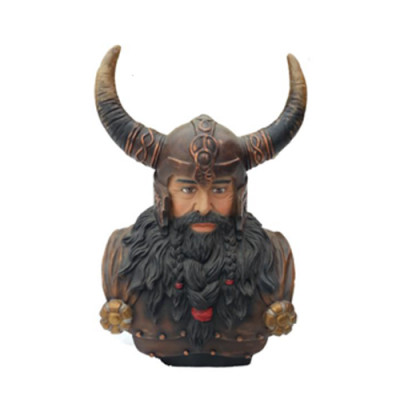 Borstbeeld van een krijger in een helm 70cm hoorns standbeeld Viking standbeelden figuren