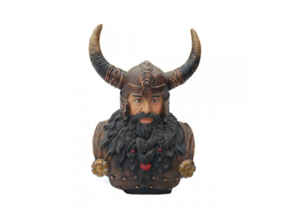 Borstbeeld van een krijger in een helm 70cm hoorns standbeeld Viking standbeelden figuren