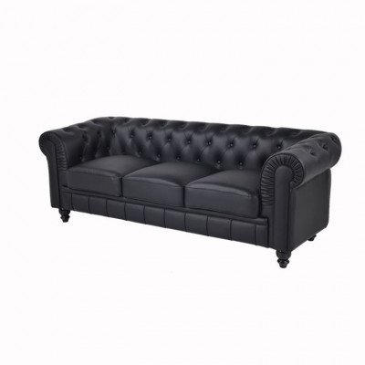 jvmoebel® Textiel Sofa Bank - Zwart Gestoffeerde Driezits Bankstel Driezitter