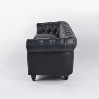 jvmoebel® Textiel Sofa Bank - Zwart Gestoffeerde Driezits Bankstel Driezitter