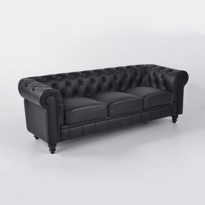 jvmoebel® Textiel Sofa Bank - Zwart Gestoffeerde Driezits Bankstel Driezitter