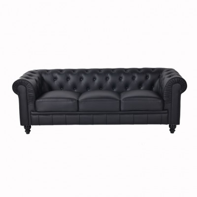 jvmoebel® Textiel Sofa Bank - Zwart Gestoffeerde Driezits Bankstel Driezitter