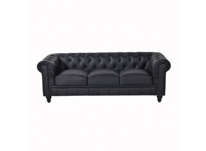jvmoebel® Textiel Sofa Bank - Zwart Gestoffeerde Driezits Bankstel Driezitter