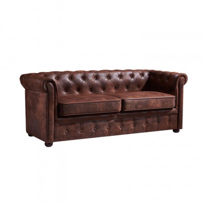 Chesterfield Herenclub Sofa Bank Lederen Bekleding Tweezitter Bruin NIEUW jvmoebel ®