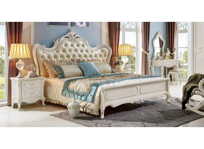 Bed 2x Nachtkastje 3-delig Slaapkamer Set Design Modern Luxe Klassieke Meubels