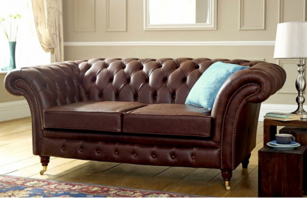 Chesterfield Herenclubbank Sofa Leren Bekleding 2-Zits Bruin NIEUW jvmoebel ®