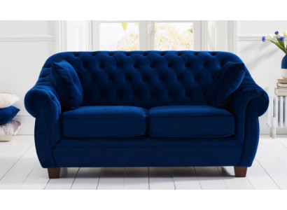 jvmoebel ® - Textiel Sofa Bank - Blauwe Bekleding Tweezitsbank Set Driezitsbank