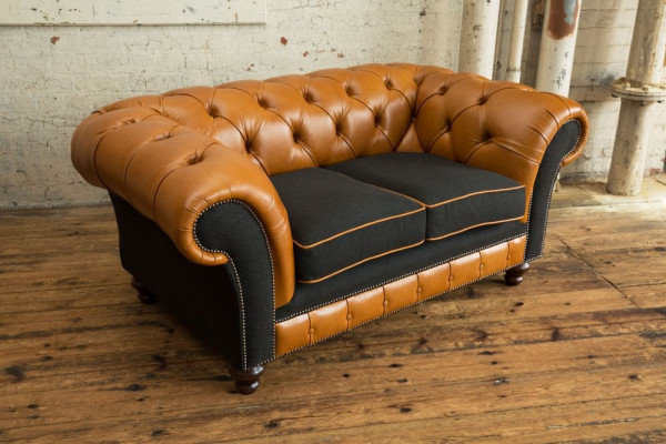 jvmoebel ® Lederen Sofa Bank - Design Bekleding Tweezits Bankstel Bruin