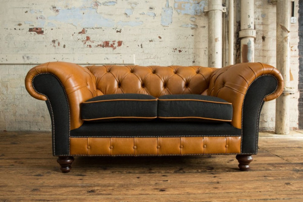 jvmoebel ® Lederen Sofa Bank - Design Bekleding Tweezits Bankstel Bruin