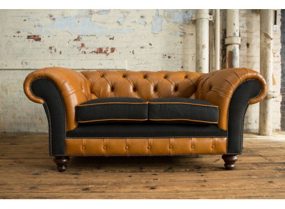 jvmoebel ® Lederen Sofa Bank - Design Bekleding Tweezits Bankstel Bruin