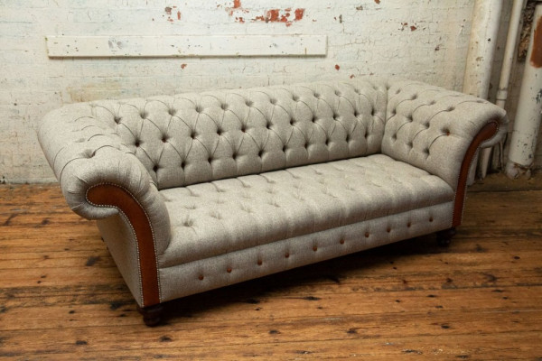 Chesterfield 3-zits klassieke luxe barok rococo bank sofa textiel bank