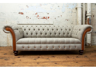 Chesterfield 3-zits klassieke luxe barok rococo bank sofa textiel bank