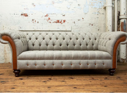 Chesterfield 3-zits klassieke luxe barok rococo bank sofa textiel bank