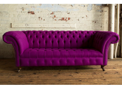 Chesterfield 3-Zits Klassieke Luxe Paars Roze Sofa Bank Textiel Bank