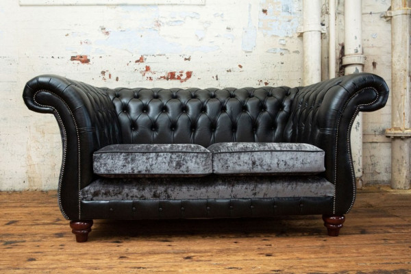 Chesterfield 2-zits klassieke luxe barokke rococo bank sofa leren bank nieuw