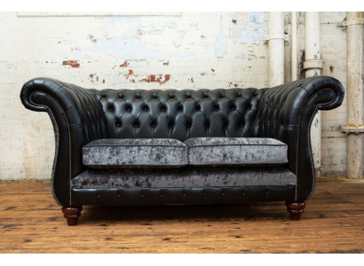 Chesterfield 2-zits klassieke luxe barokke rococo bank sofa leren bank nieuw