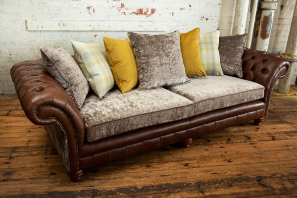 Klassieke luxe barok rococo sofa bank Chesterfield sofa textiel leer bank