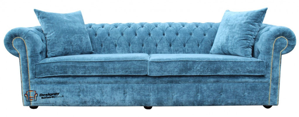 Klassieke woonkamerbank - Blauwe Chesterfield stoffen bank 3-zitter jvmoebel ®