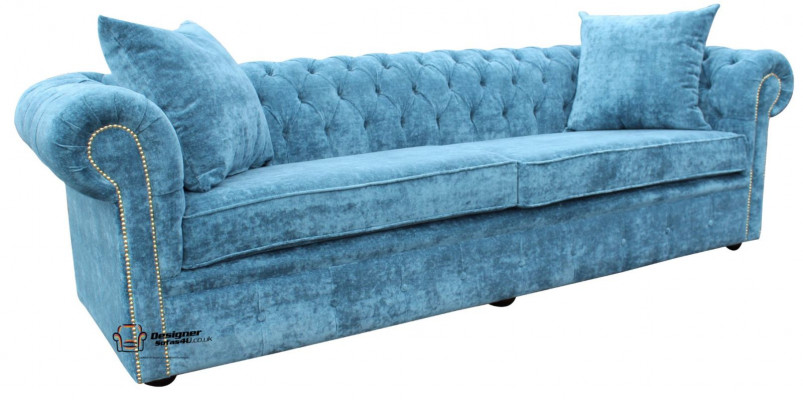 Klassieke woonkamerbank - Blauwe Chesterfield stoffen bank 3-zitter jvmoebel ®