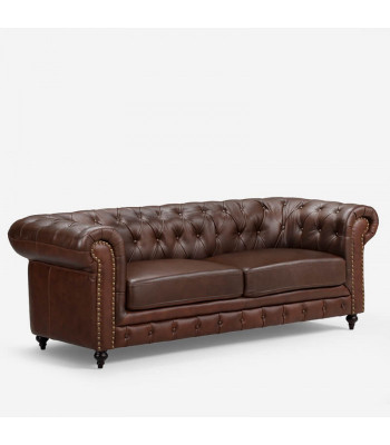 Chesterfield 3-zits Klassieke Luxe Barok Rococo Sofa Textiel Lederen Bank Nieuw