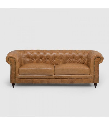 Chesterfield 3-Zits Klassieke Luxe Barokke Rococo Bank Textiel Leren Sofa
