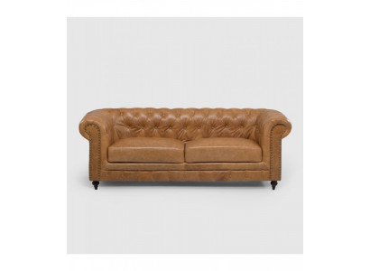 Chesterfield 3-Zits Klassieke Luxe Barokke Rococo Bank Textiel Leren Sofa