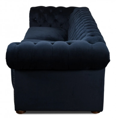 Klassieke woonkamerbank - Blauwe Chesterfield stoffen 3-zitsbank jvmoebel ®