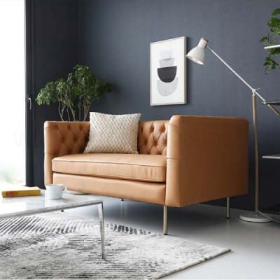 Engelse stijl meubels Chesterfield tweezitsbank roze turkoois geel blauw sofa
