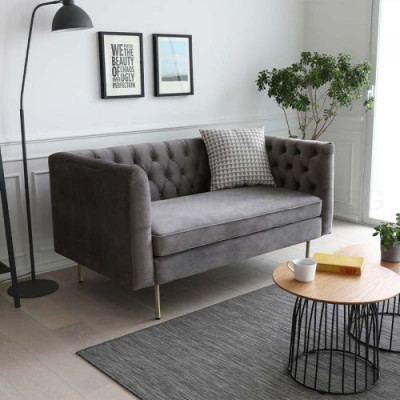 Engelse stijl meubels Chesterfield tweezitsbank roze turkoois geel blauw sofa