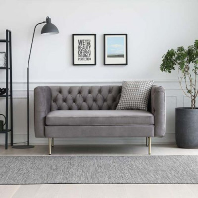 Engelse stijl meubels Chesterfield tweezitsbank roze turkoois geel blauw sofa