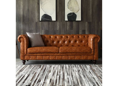 Chesterfield Leren Gestoffeerd Design Bank Luxe Bank Klassieke Bank 3-zits Nieuw