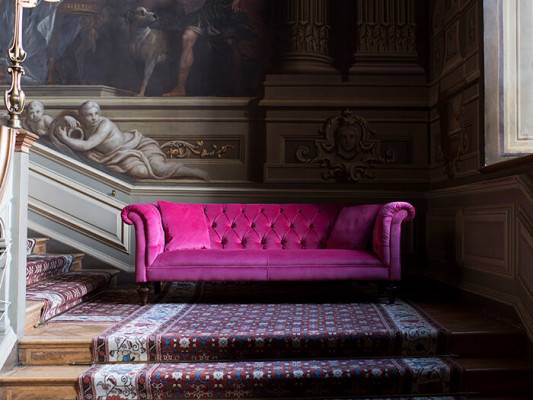 Chesterfield Textiel Stoffering Design Sofa Luxe Bank Klassieke Sofa 3-Zits Nieuw