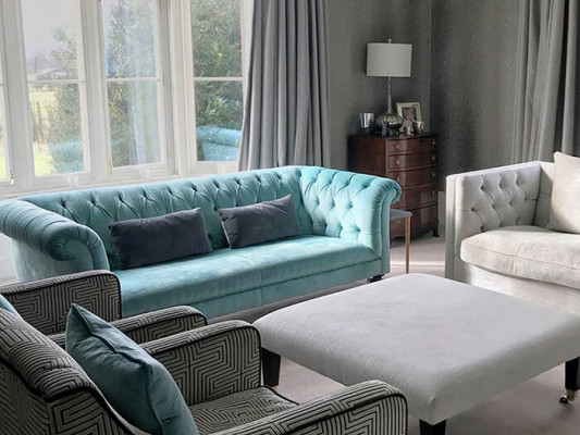 Chesterfield Textiel Stoffering Design Sofa Luxe Bank Klassieke Sofa 3-Zits Nieuw