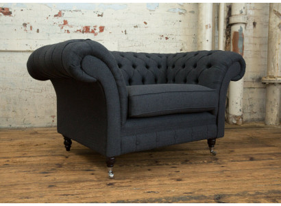 Bank Bekleding Design Sofa Zwart Zwart 1,5-zits Banken Meubels Chesterfield