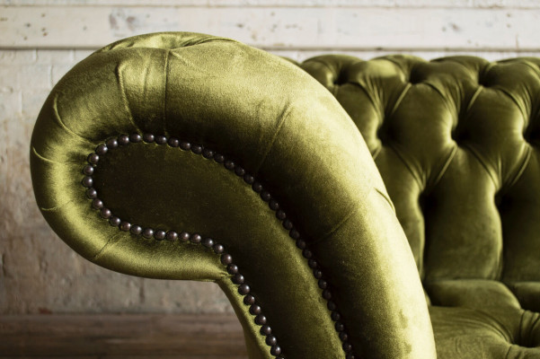 Klassieke Sofa 2 Zits Chesterfield Bank Stof Fluweel Kristallen Groen Fluweel Nieuw