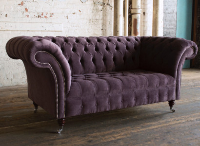Bank 2-zits Chesterfield Design Relaxbanken Gestoffeerd Moderne Banken Paars Nieuw