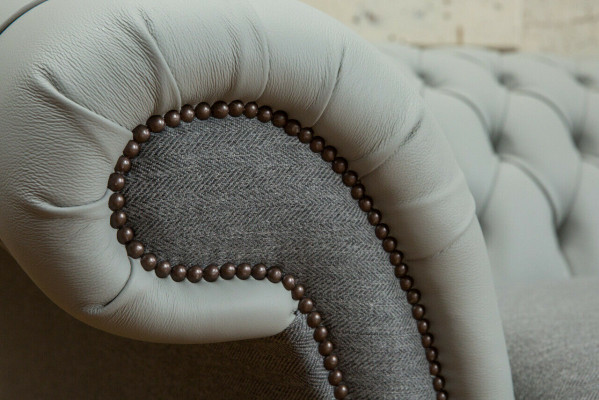 Chesterfield Sofa 3-zitsbank Banken Sofa's Woonkamer Design Bank Grijs Nieuw