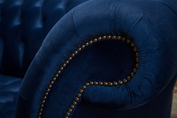 Klassieke Chesterfield bank blauw bekleding set 2-zits banken sofa 185cm