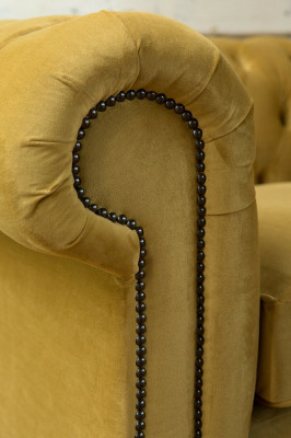 Chesterfield Sofa 2 zit plaatsen gestoffeerde banken bank driezitter geel sofa's fluweel nieuw